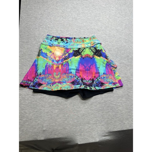 Dona Jo Flirty Skirt Skort 14.5" Ruffle Multicolored Pickleball Tennis Size 1/S - Picture 1 of 7